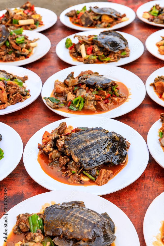 美味的红烧甲鱼，中国传统美食。