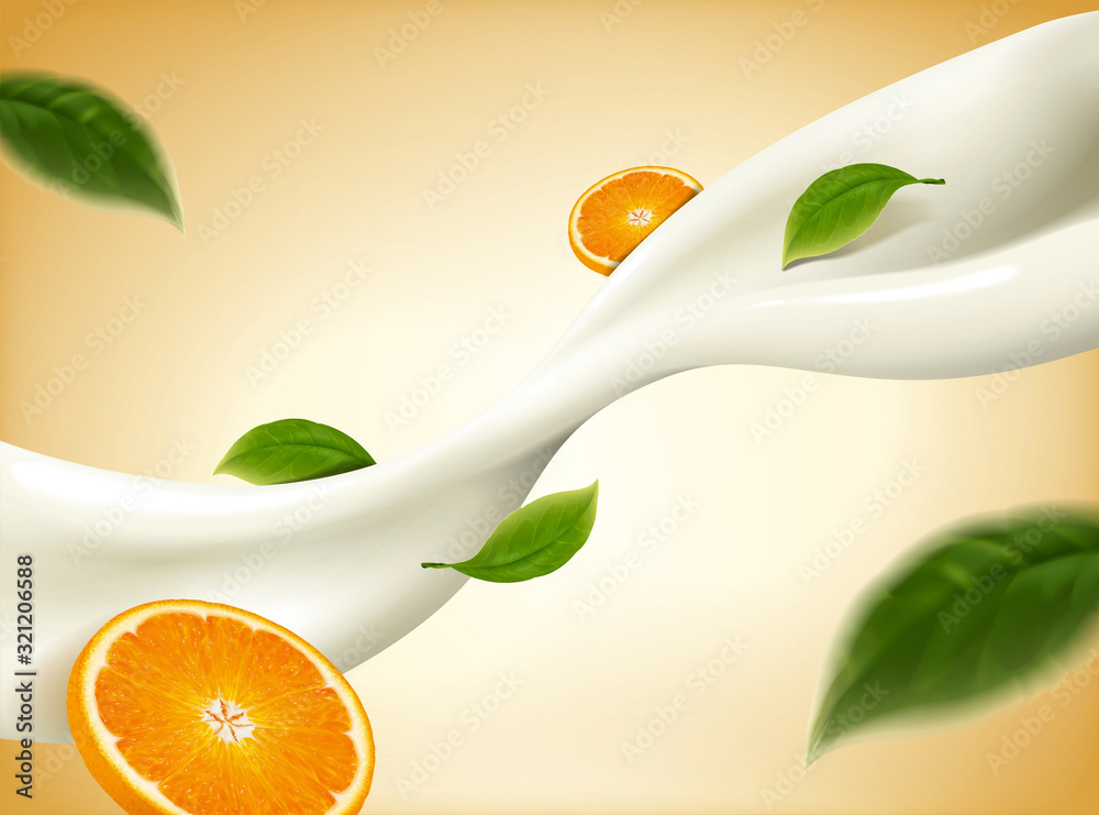 流动的柑橘奶油乳液