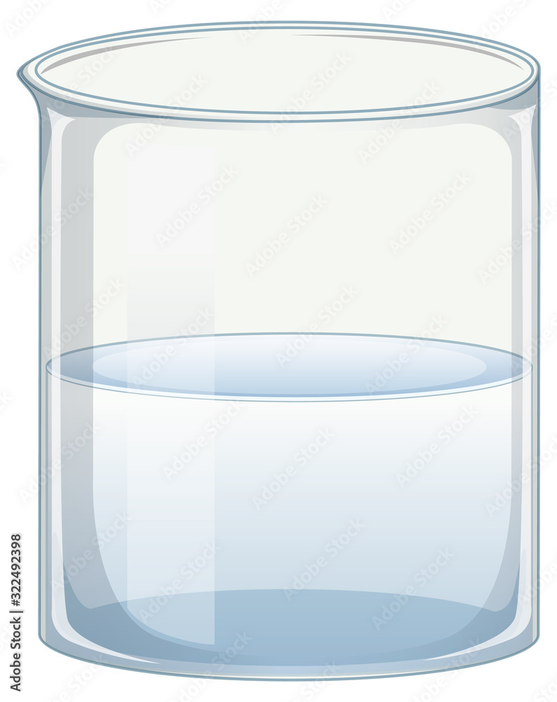 透明烧杯，白底清水