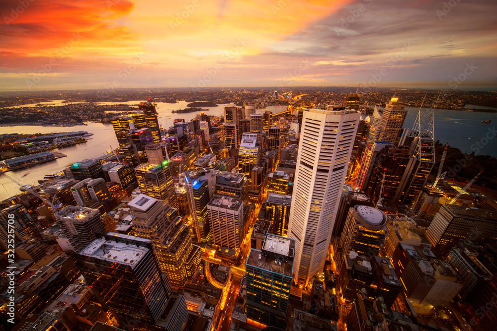 从塔顶看悉尼城市景观