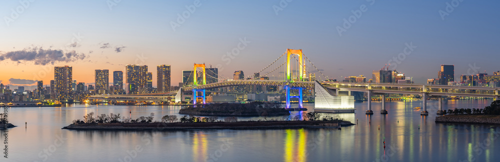 日本东京市彩虹桥东京湾全景