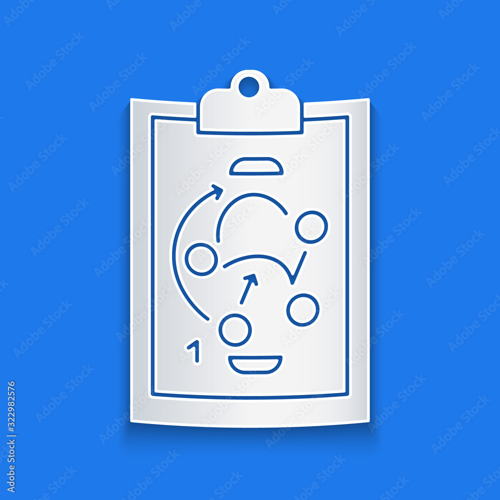 Paper cut Planning strategy concept icon isolated on blue background. Hockey cup formation and tacti