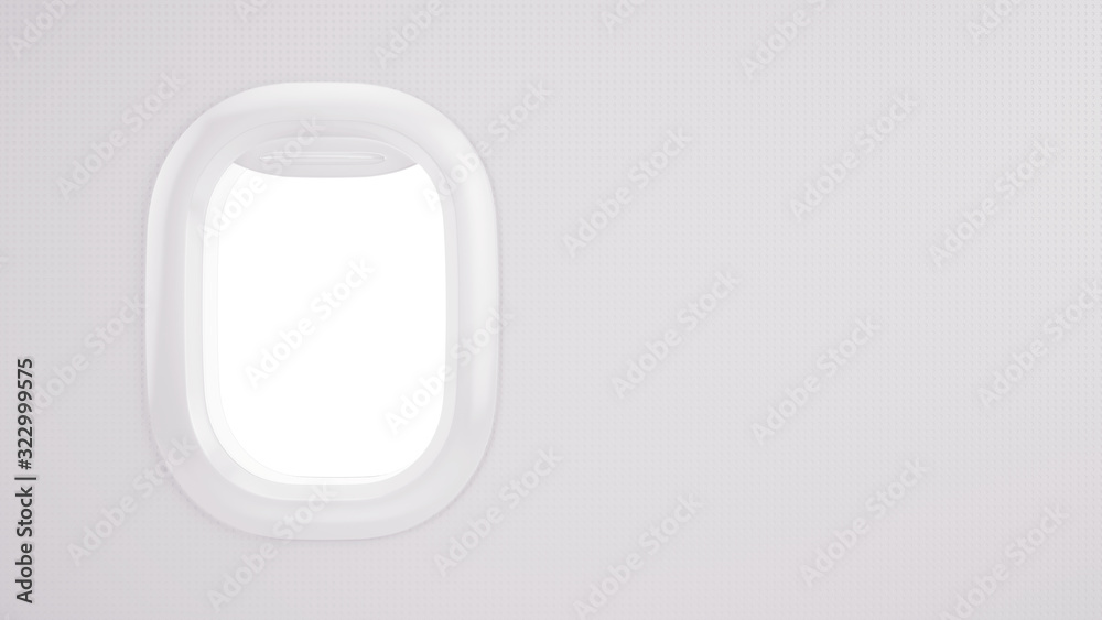 飞行窗口。带空白的窗口平面。三维渲染