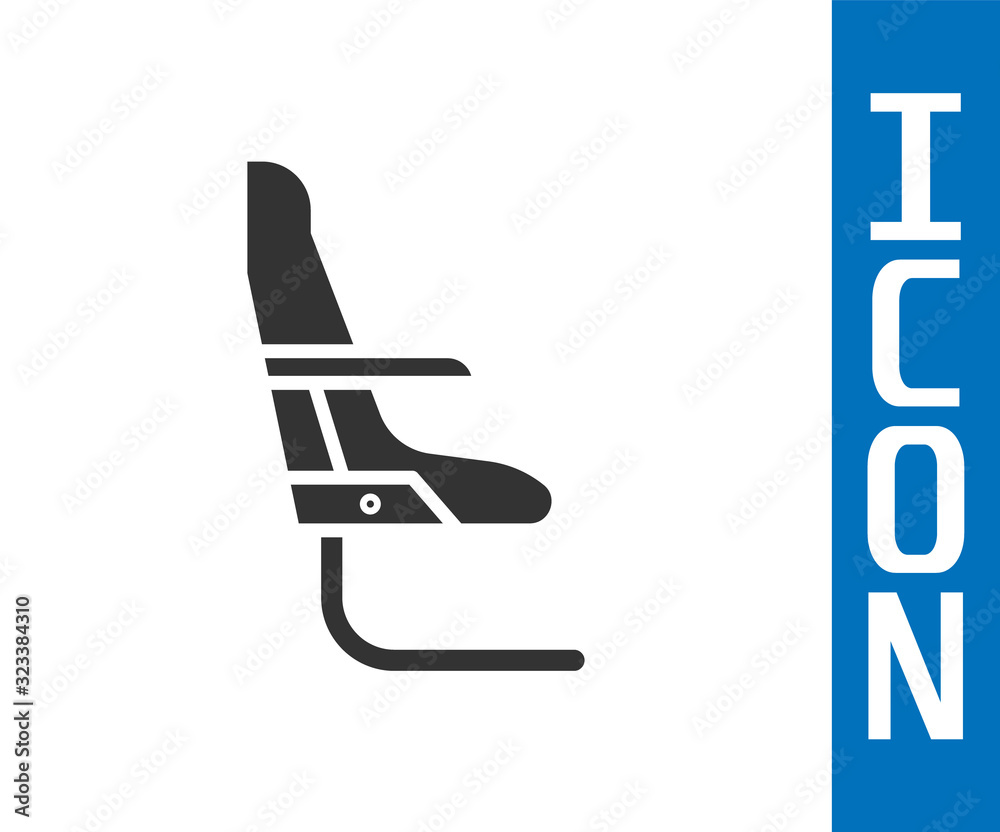 Grey Airplane seat icon isolated on white background.  Vector Illustration