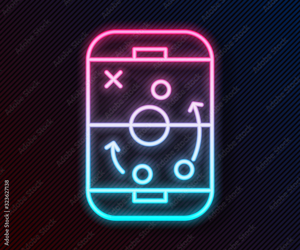 Glowing neon line Planning strategy concept icon isolated on black background. Hockey cup formation 