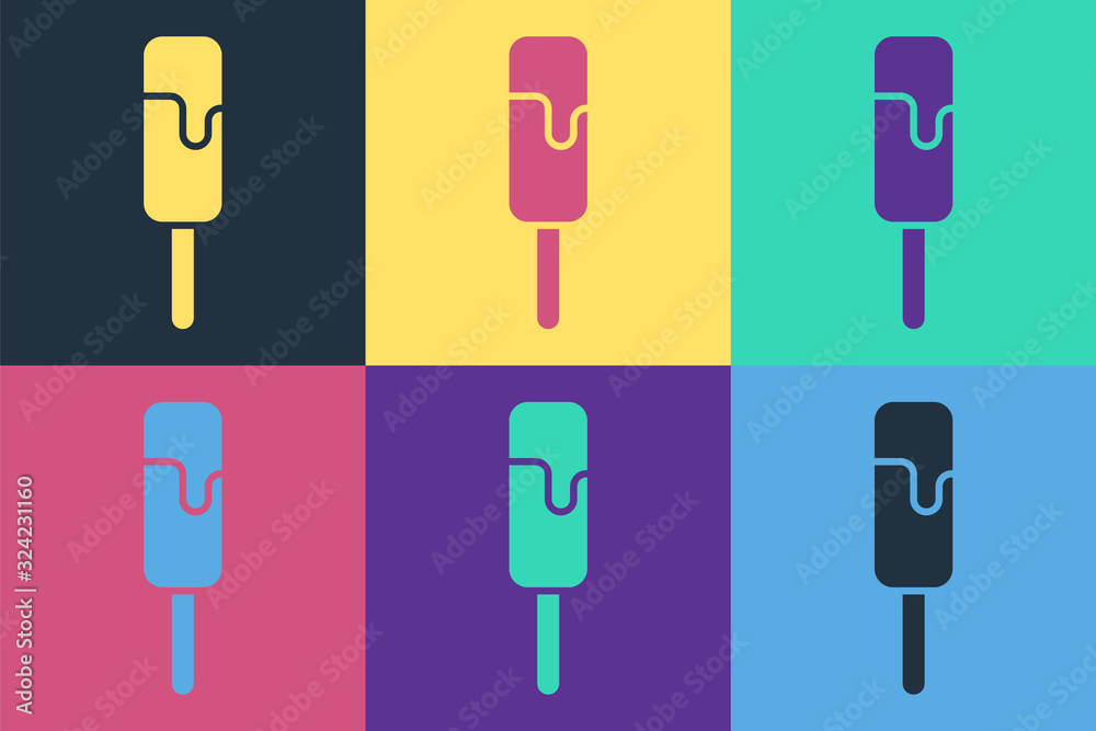 Pop art Ice cream icon isolated on color background. Sweet symbol. Vector Illustration