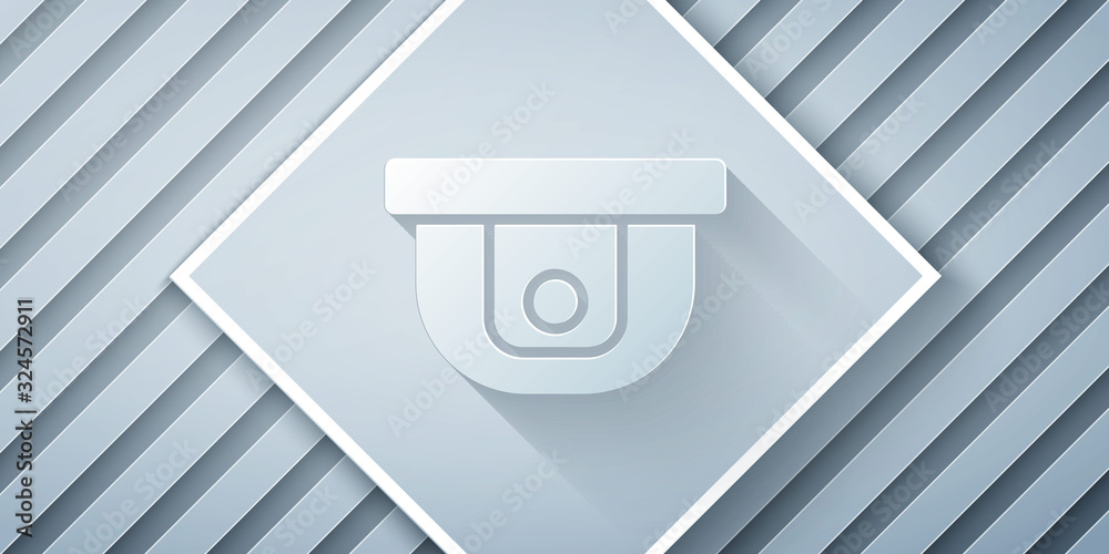 Paper cut Motion sensor icon isolated on grey background. Paper art style. Vector Illustration
