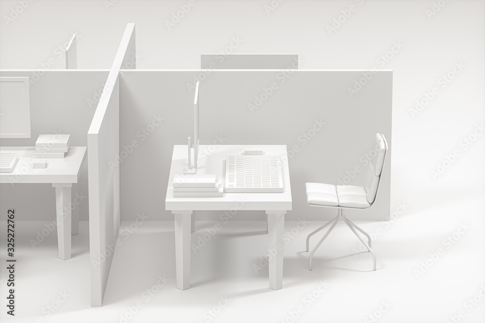 Office model with white background,abstract conception,3d rendering.