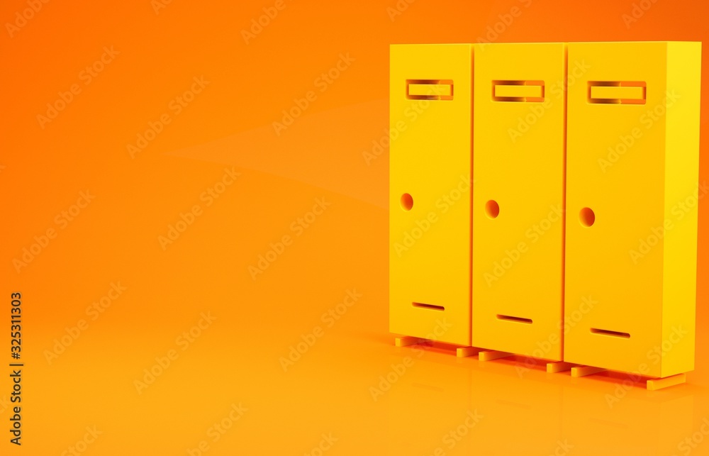 黄色储物柜或更衣室，用于曲棍球、足球、篮球队或工人图标隔离在ora上