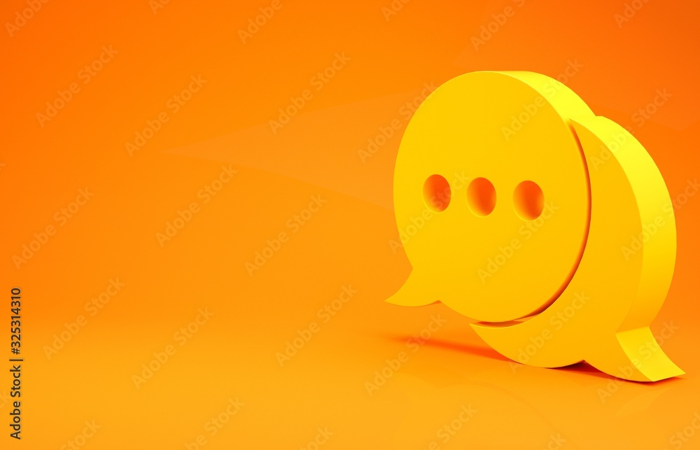 黄色语音气泡聊天图标隔离在橙色背景上。消息图标。交流或评论
