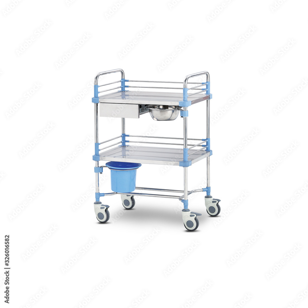 Mobile medical nightstand (bedside table), isolated on white background. Medical Equipment   