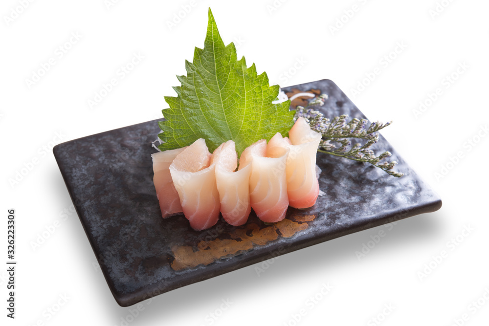 Japanese food sliced fish sashimi dinner meal isolated on white background