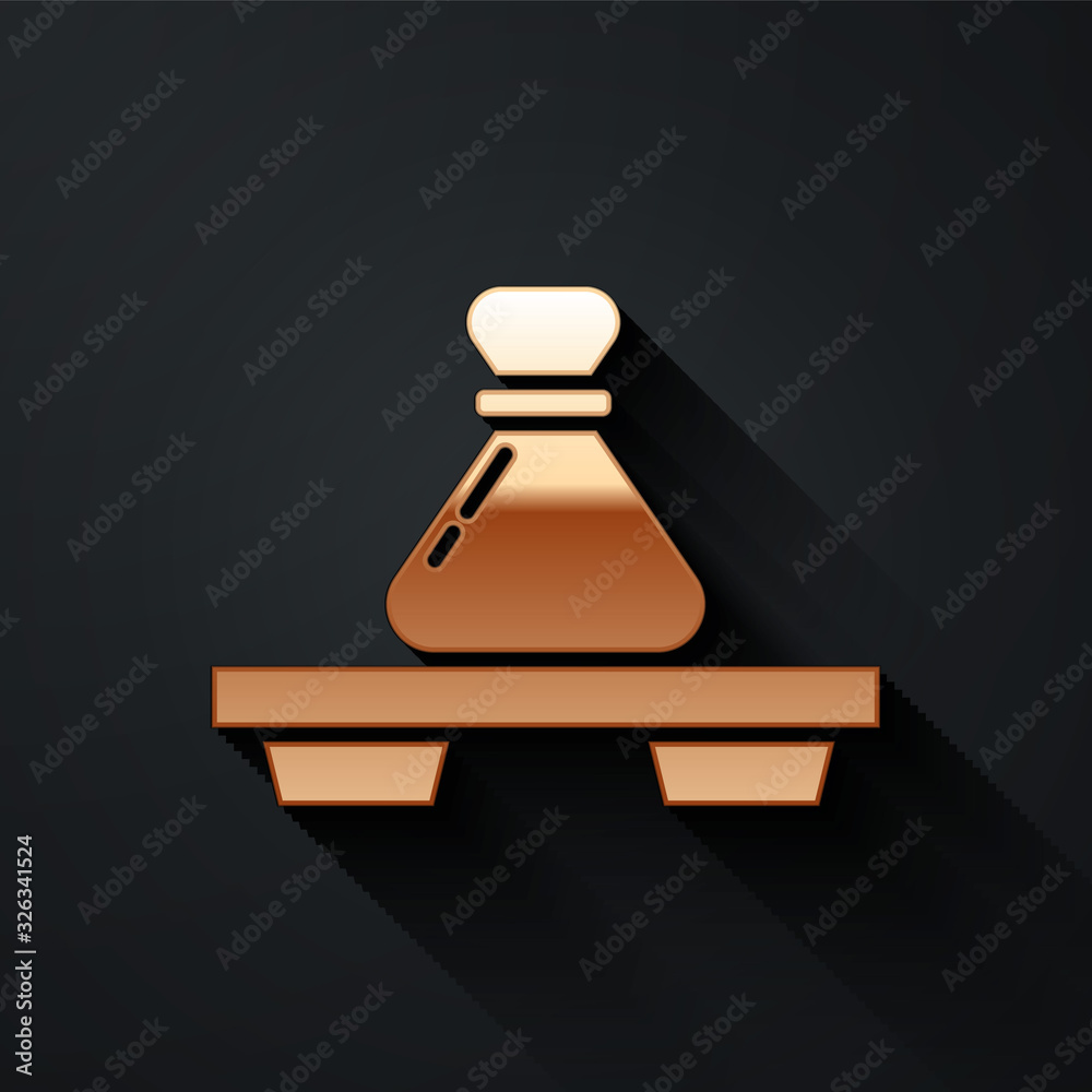 Gold Dumpling on cutting board icon isolated on black background. Traditional chinese dish. Long sha