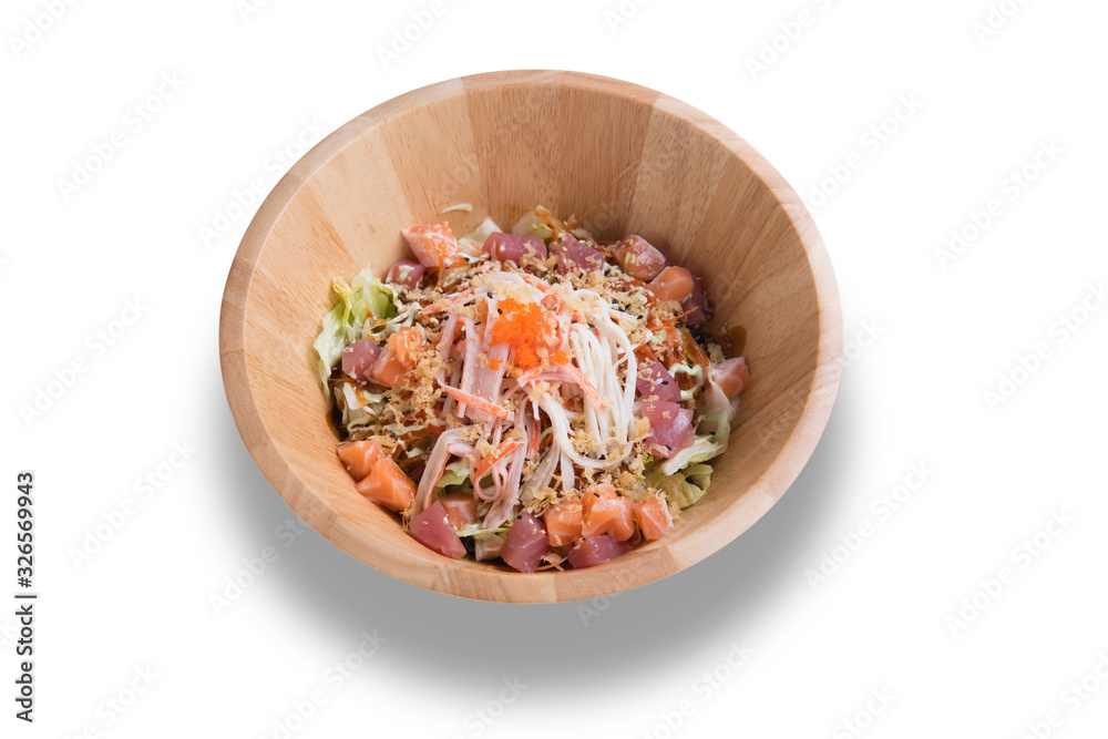 Japanese food sashimi salad appetizer dinner meal isolated on white background