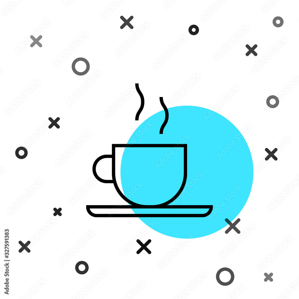 黑线咖啡杯图标隔离在白底上。茶杯。热饮咖啡。随机动态s