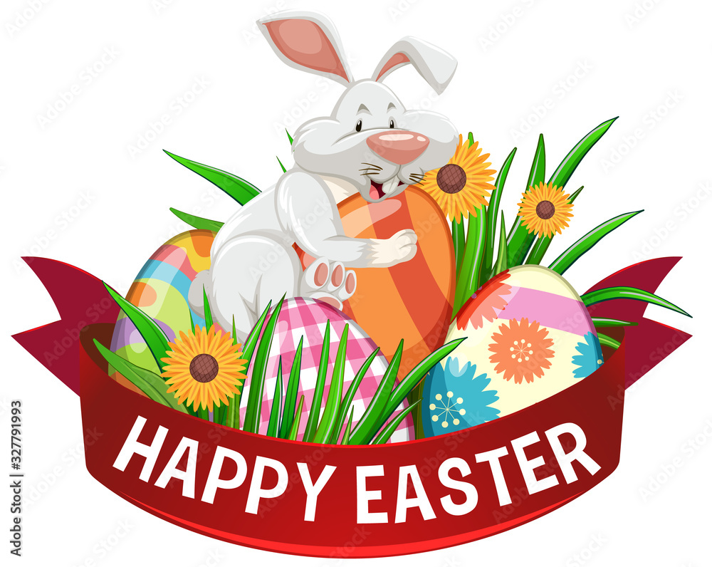 复活节彩蛋和兔子海报设计