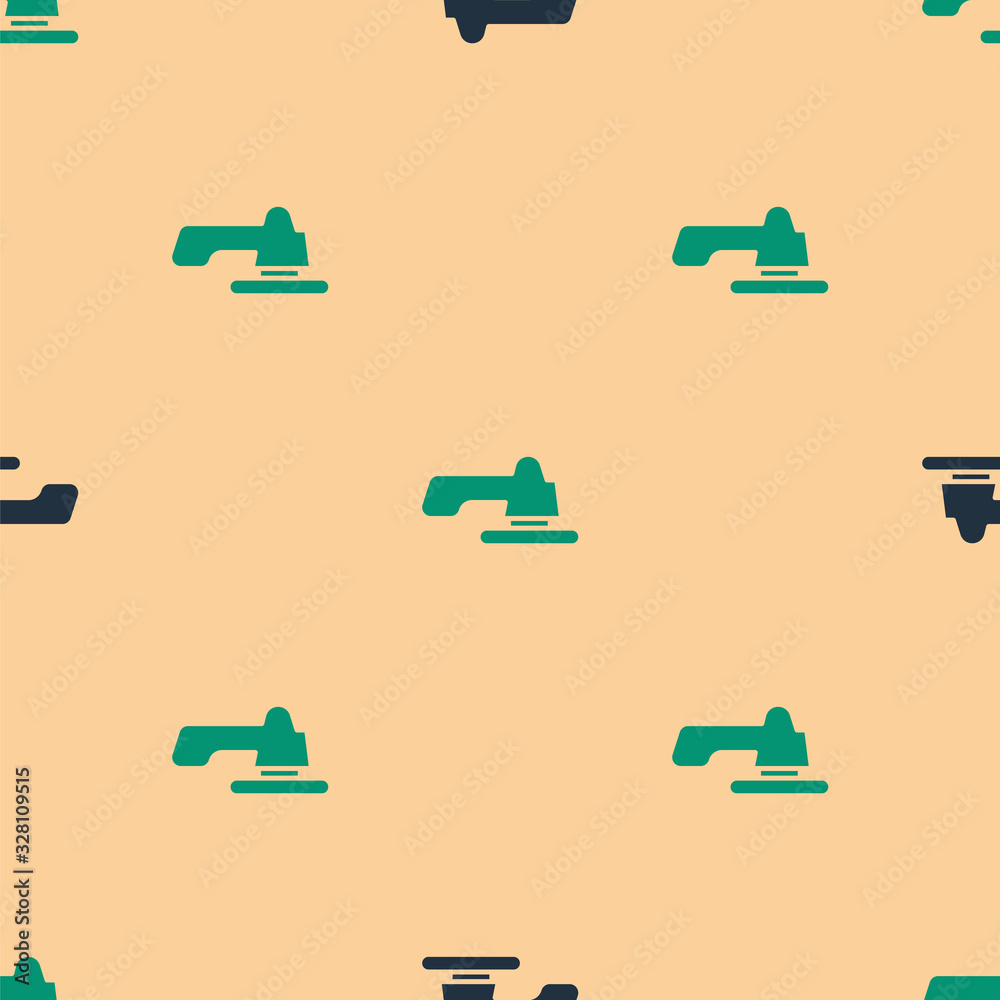 Green and black Water tap icon isolated seamless pattern on beige background. Vector Illustration
