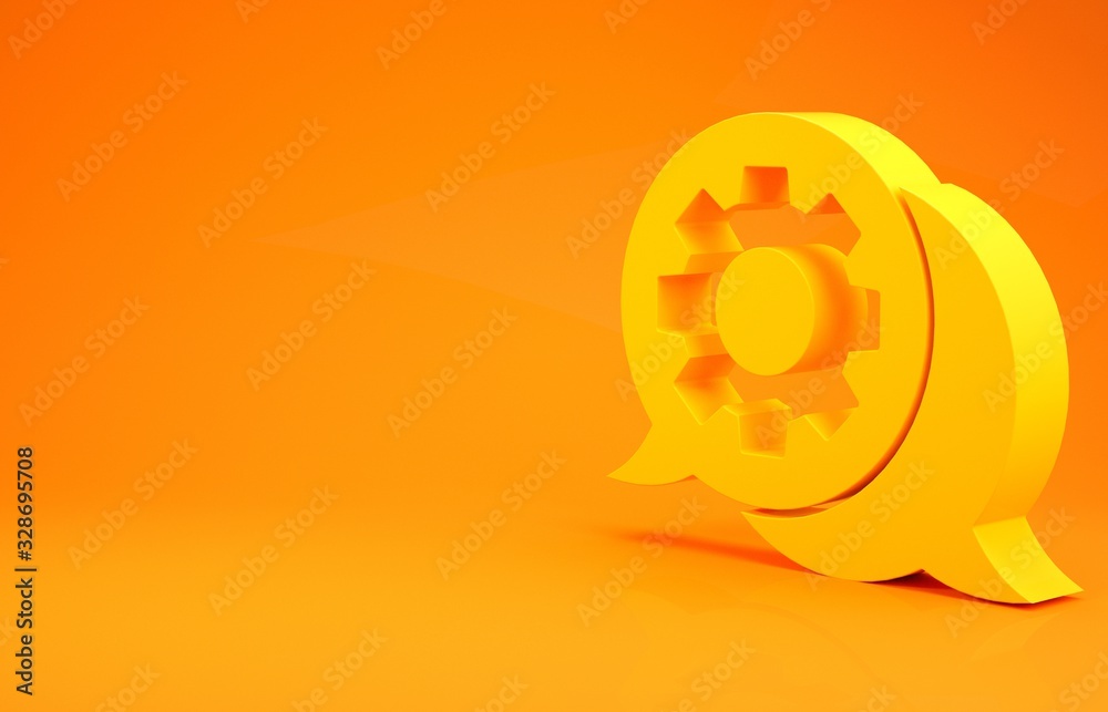 Yellow Speech bubble chat icon isolated on orange background. Message icon. Communication or comment