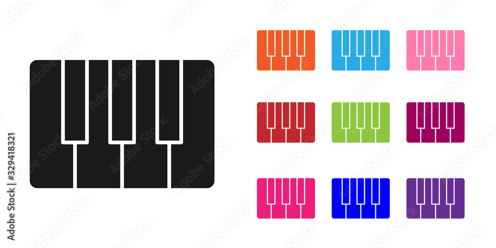 Black Music synthesizer icon isolated on white background. Electronic piano. Set icons colorful. Vec