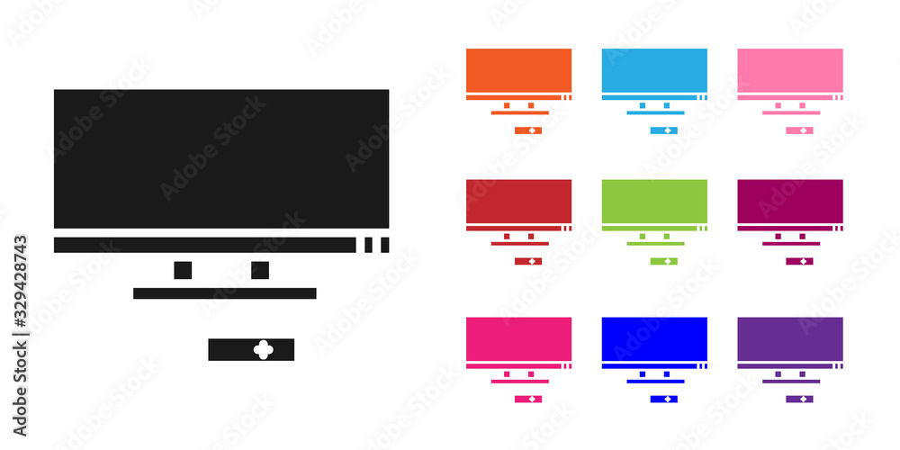 黑色智能电视图标隔离在白色背景上。电视标志。设置彩色图标。矢量照明