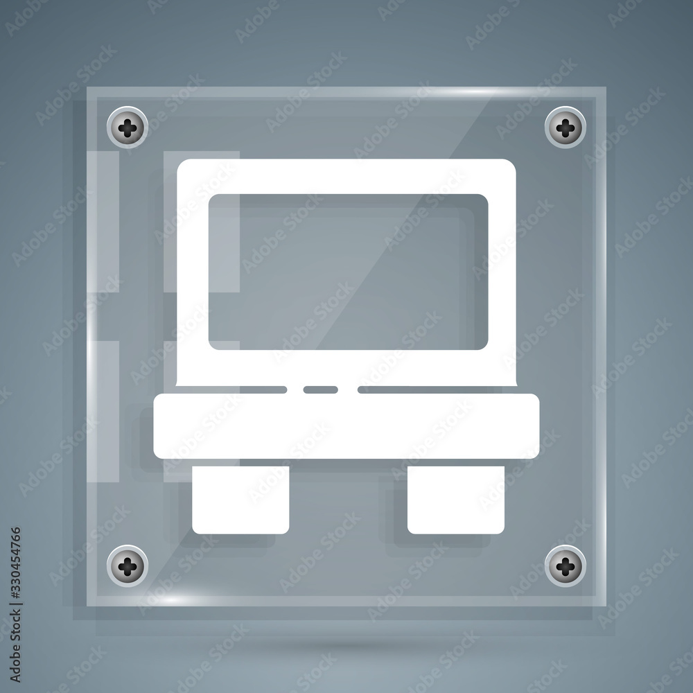 White Fuse of electrical protection component icon isolated on grey background. Melting breaking pro