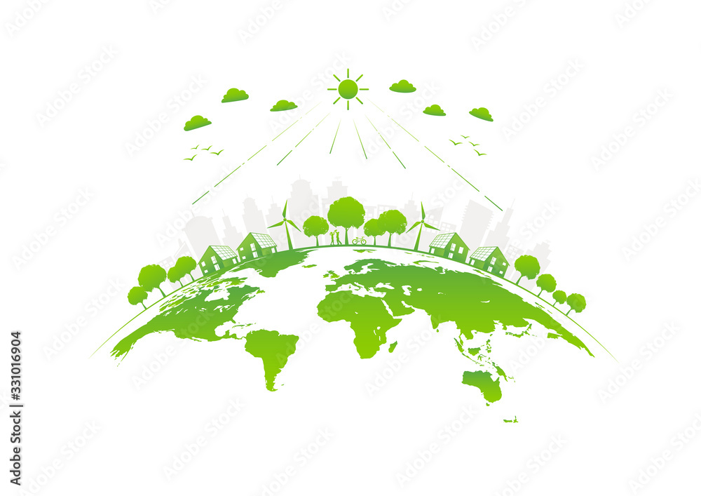 地球上绿色城市的生态友好，世界环境日和可持续发展理念，ve