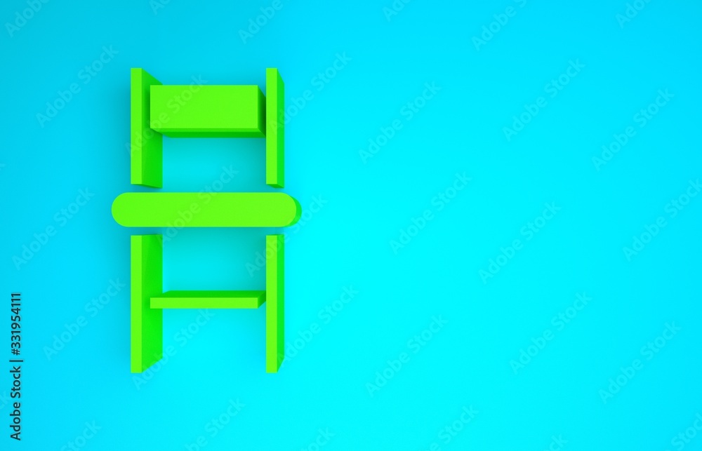 Green Chair icon isolated on blue background. Minimalism concept. 3d illustration 3D render