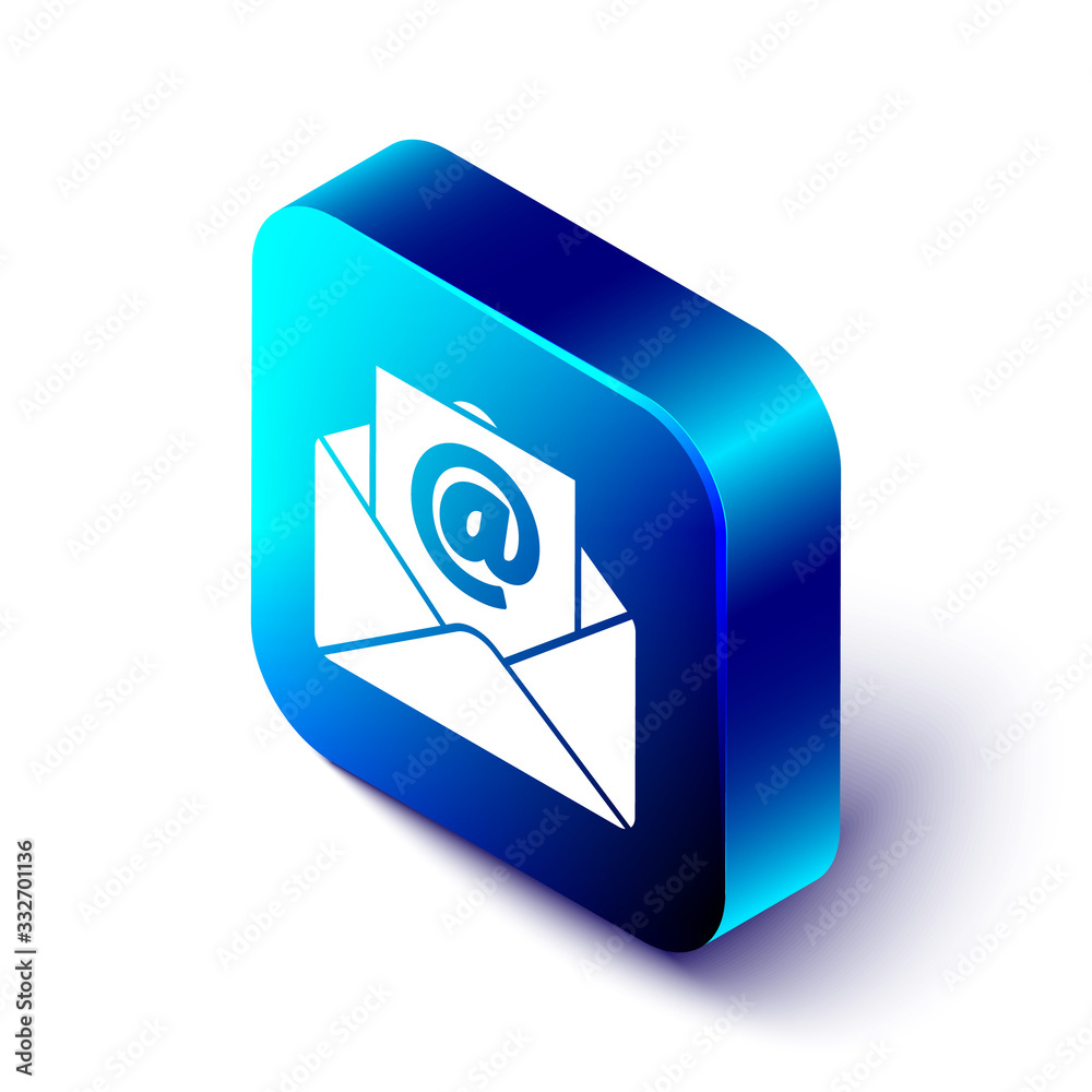白色背景上隔离的等距邮件和电子邮件图标。信封符号电子邮件。电子邮件消息s