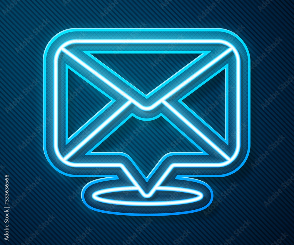 Glowing neon line Envelope icon isolated on blue background. Email message letter symbol. Vector Ill