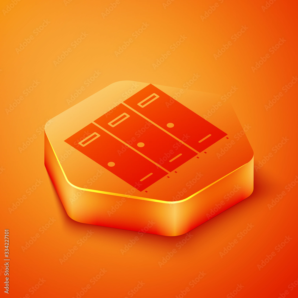 Isometric Locker or changing room for hockey, football, basketball team or workers icon isolated on 