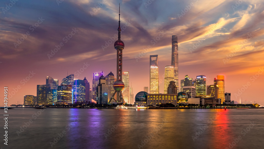 上海天际线和摩天大楼亚洲现代建筑建筑，上海，陆家嘴