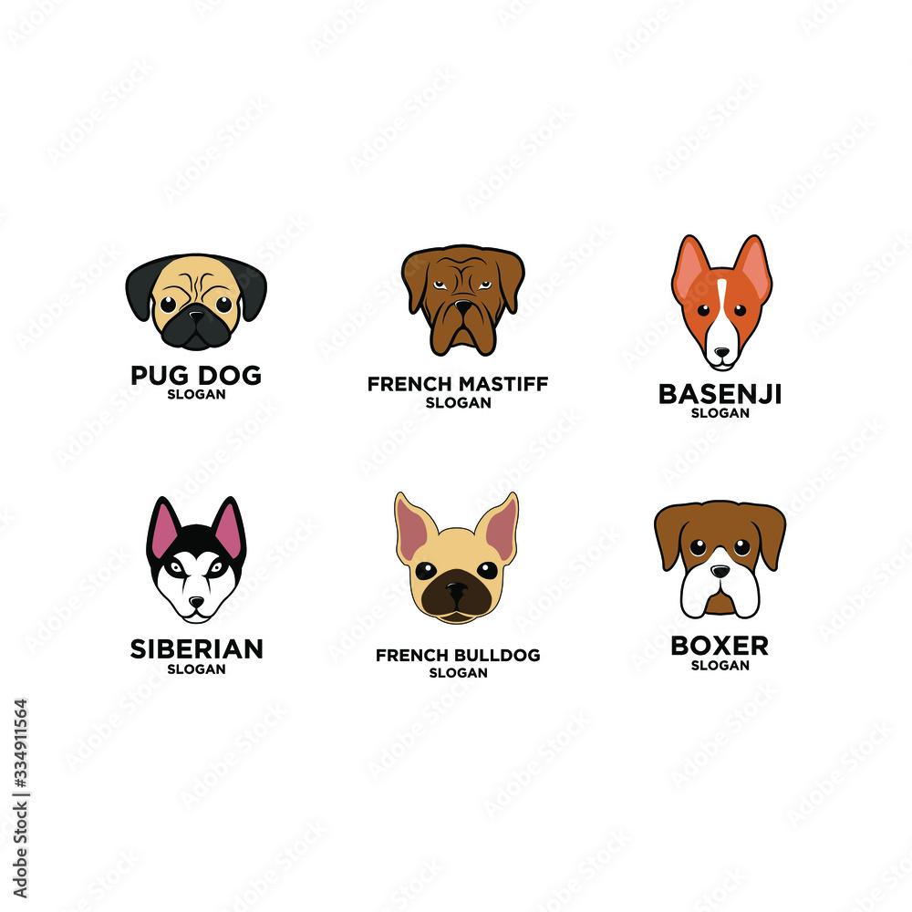 集合套装犬种头标志图标设计