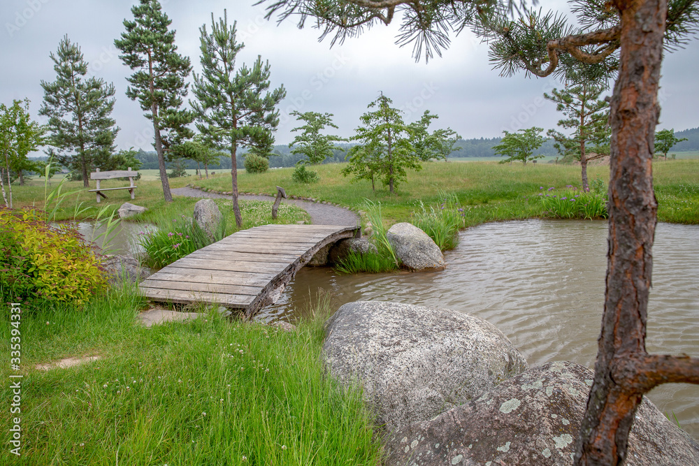Bridge in japanese garden near Palanga , Lithuania