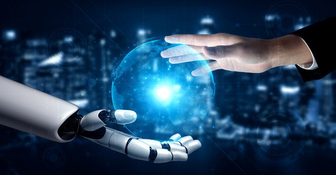 面向人类未来的机器人和半机械人发展的三维渲染人工智能AI研究