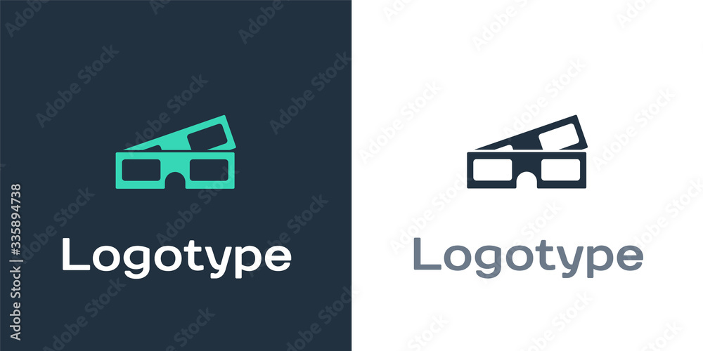 Logotype 3D cinema glasses icon isolated on white background. Logo design template element. Vector I