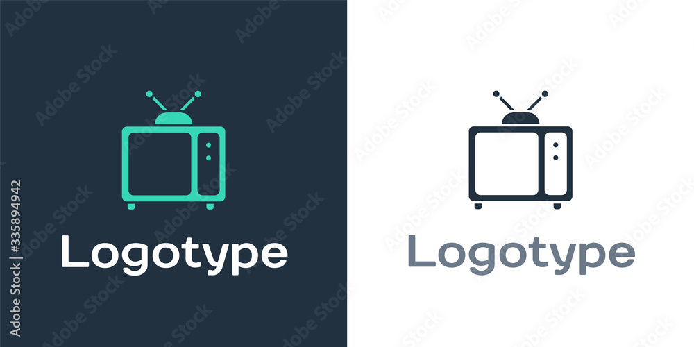 Logotype Retro tv icon isolated on white background. Television sign. Logo design template element. 
