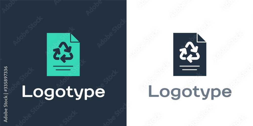 Logotype Paper with recycle icon isolated on white background. Logo design template element. Vector 