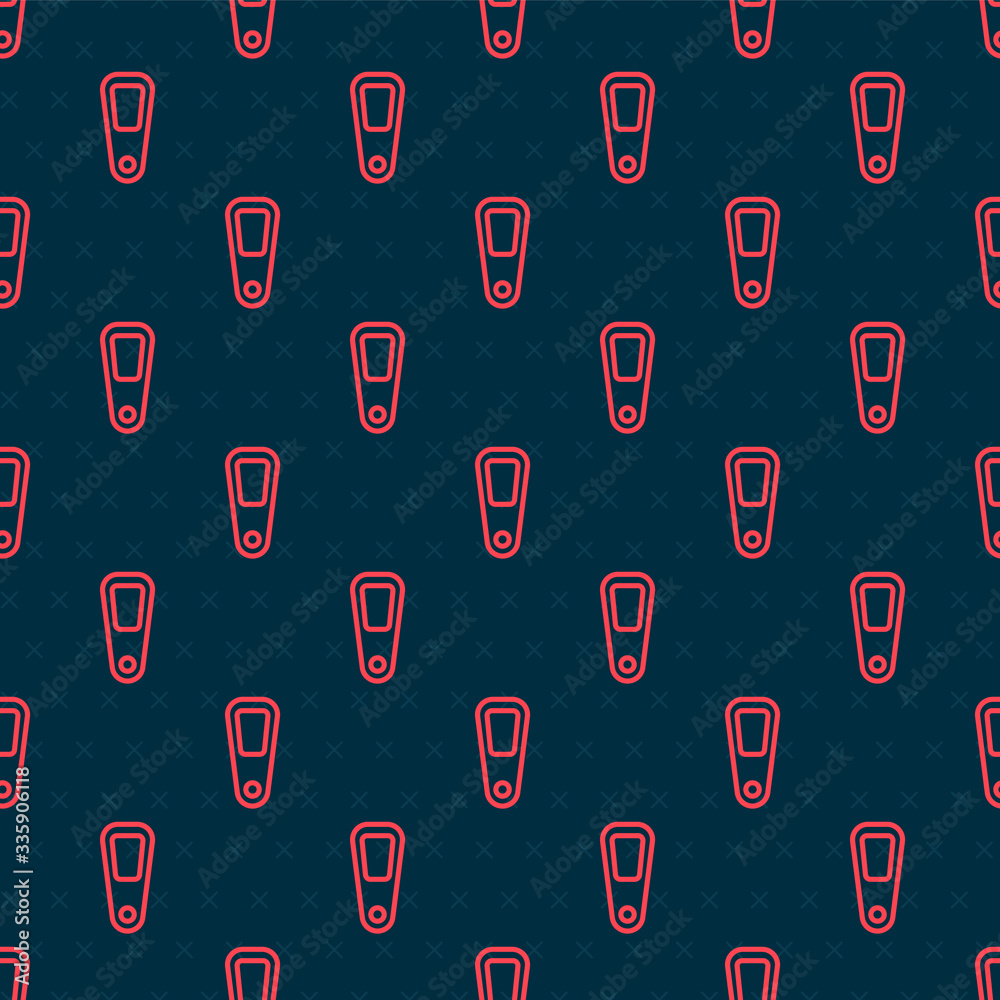 Red line Hand mirror icon isolated seamless pattern on black background. Vector Illustration