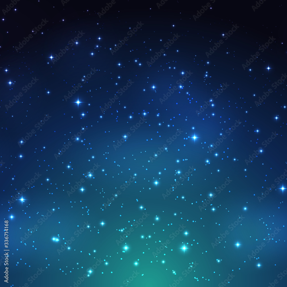 Night shining starry sky background. Vector Illustration