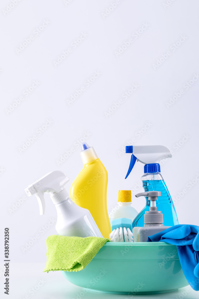 Cleaning product tool equipments, concept of housekeeping, professional clean service, housework kit