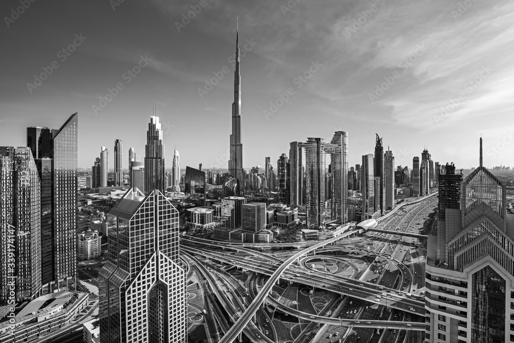 阿拉伯联合酋长国迪拜市中心天际线