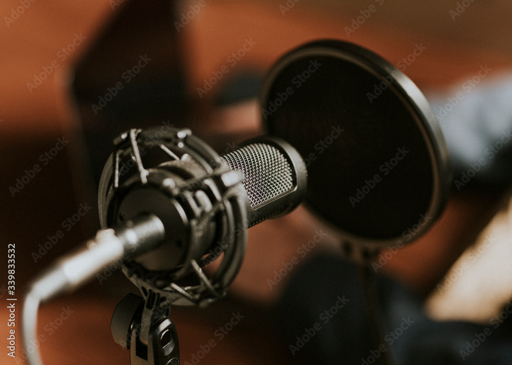 Closeup shot of a microphone