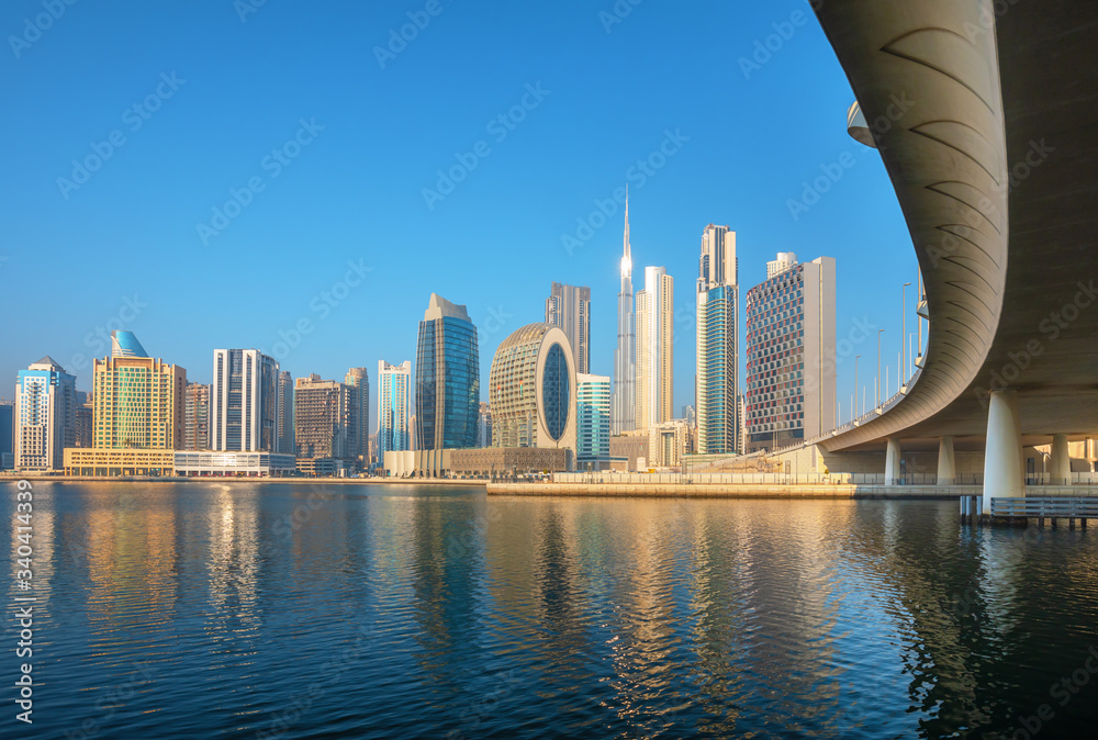 阿拉伯联合酋长国迪拜未来天际线中心的壮丽景色