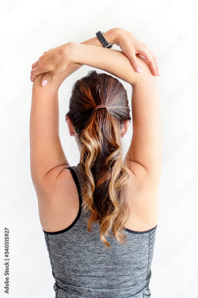 Fit woman stretching