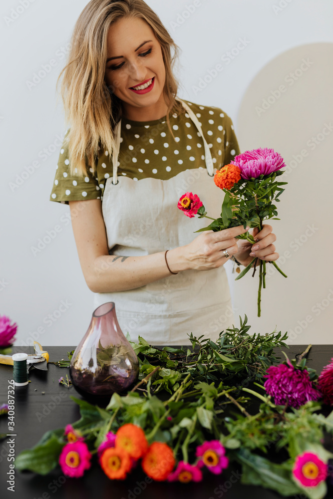 Florist making a bouquet