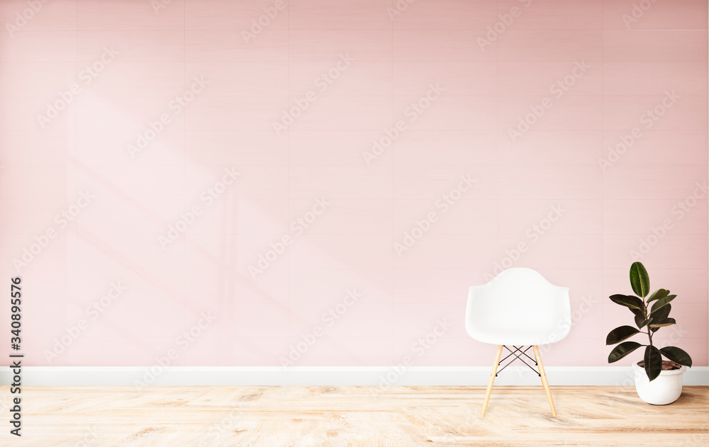 Living room with a pink wall