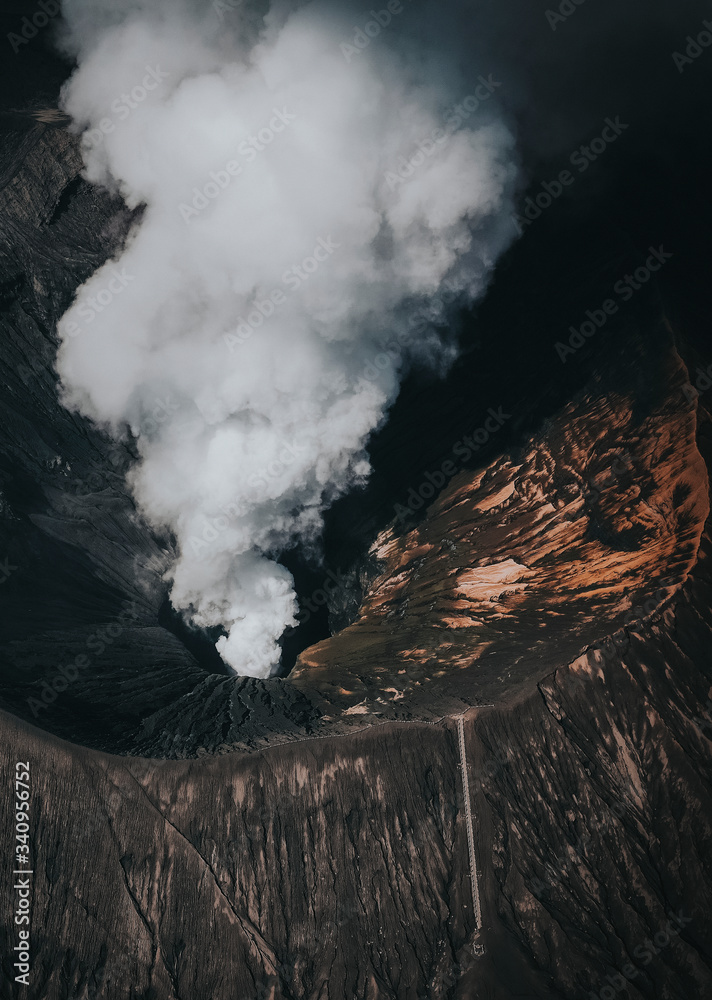 Smoke out of volcano