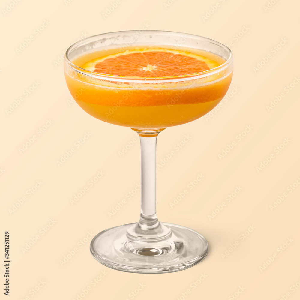 Fresh Orange Margarita cocktail on beige background mockup