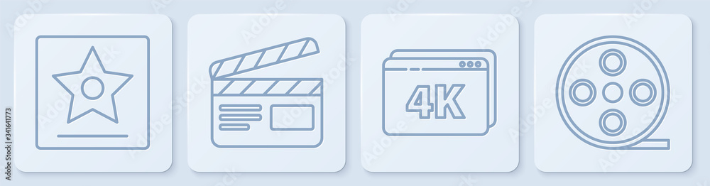 好莱坞星光大道明星，在线播放4k视频，电影拍板和电影卷轴。白色
