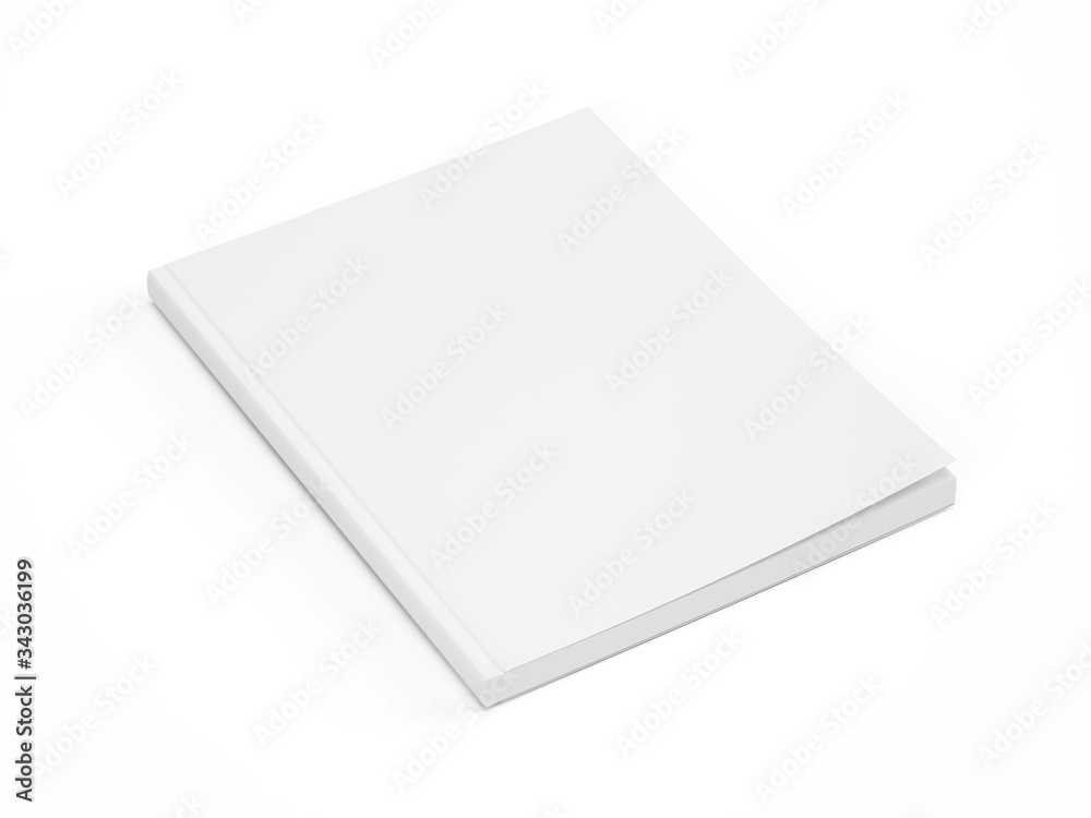 杂志的空白白色封面在白色背景上隔离。杂志、书籍、broc的实体模型模板